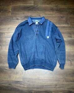 Vintage Blue Willi's Natural Garment Men’s Collared Blue Sweater 90’s